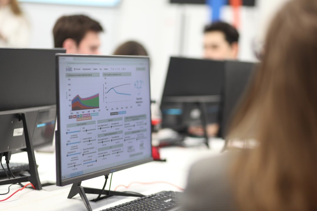 Data analytics dashboard on computer screen